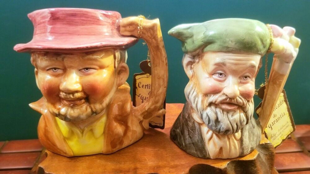 Vintage Magrou Artmark Old Man Toby Mugs 3.75" w/ Original Disney Parks Stickers